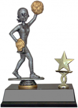 Bobble Head Trophy w/Trim - Cheerleader