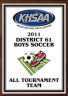 xxxKHSAA Soccer Color District/Regional All Tournament/MVP Plaques