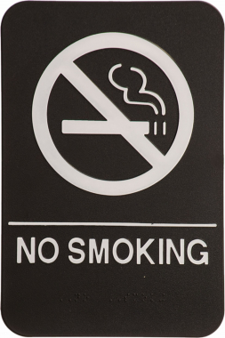 No Smoking ADA Black Plastic Sign